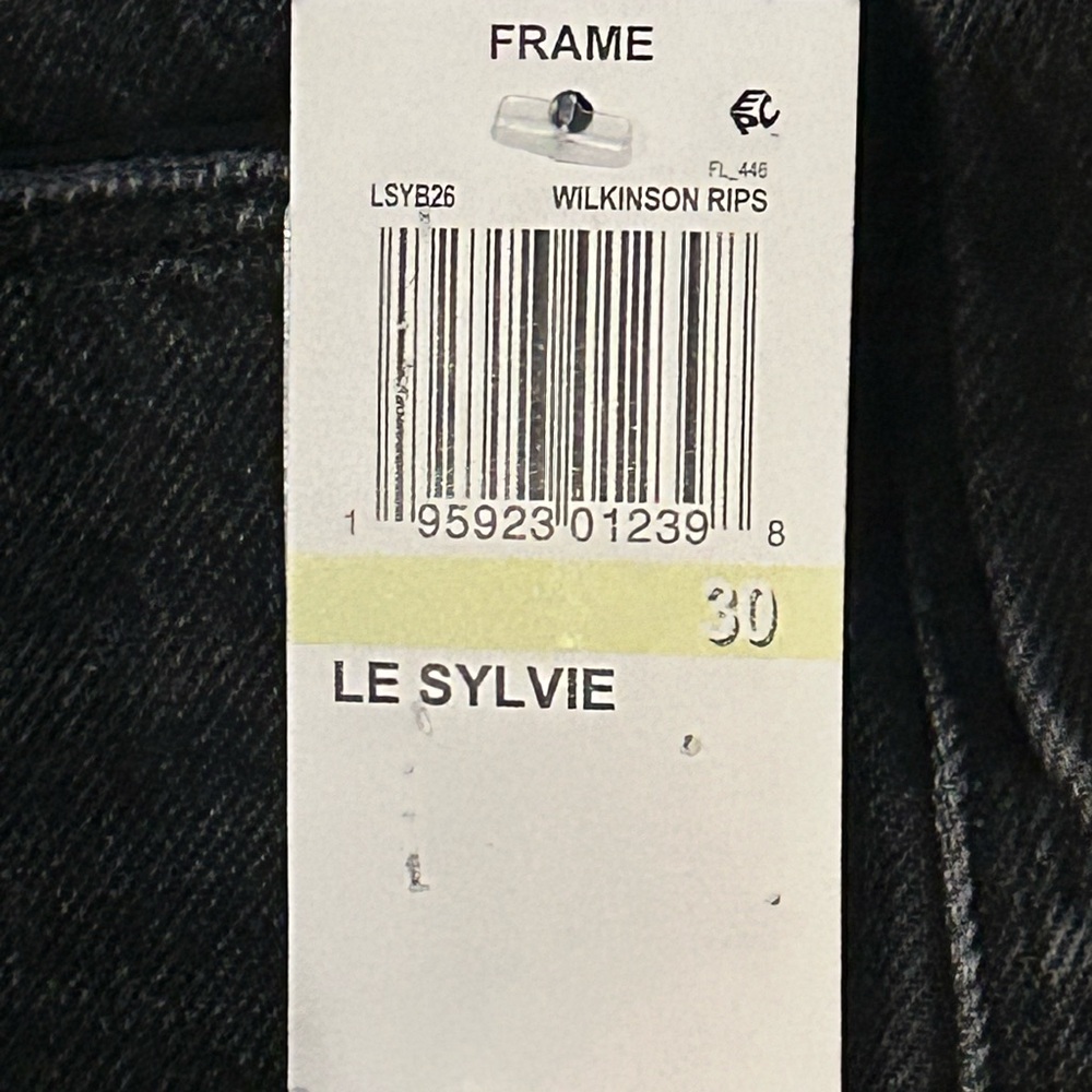 FRAME LE SYLVIE JEANS, SZ-30, BLACK, WILKINSON RIPS, Brand New! - Picture 10 of 16